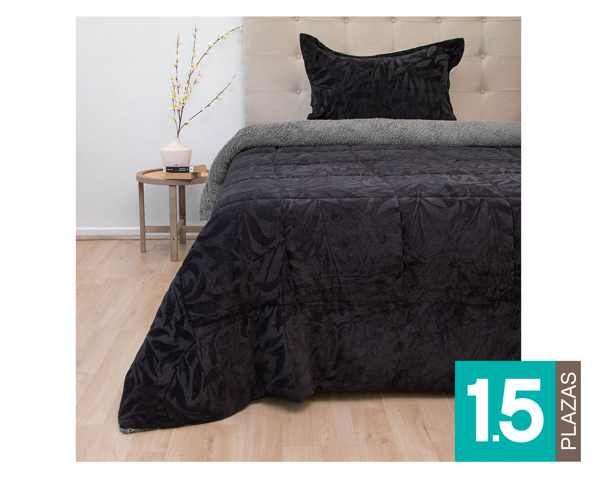 Doral Cubrecama Outboss deluxe Senses negro 1.5 plazas
