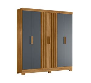 Clóset 6 puertas 2 cajones Valencia café/gris 212x195x47 cm