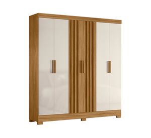 Clóset 6 puertas 2 cajones Valencia café/off 212x195x47 cm