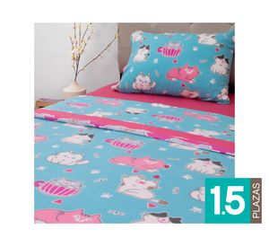 Juego de sábanas 1.5 plazas Kids composé gatos