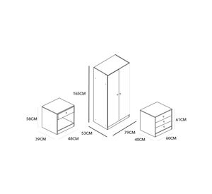 Combo Clóset 2 puertas + Cómoda 3 cajones + Velador 1 cajón nuez