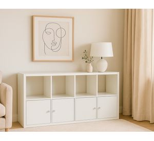 Estante organizador Liam 8 espacios 4 puertas blanco