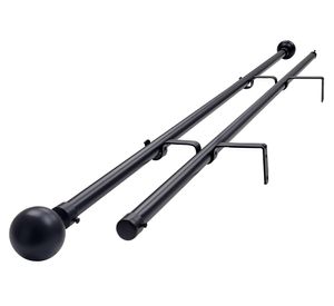 Set de barra cortina extendible muro esfera fierro 5.5x320 cm negro