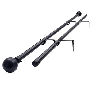 Set de barra cortina extendible muro esfera fierro 5.5x210 cm negro