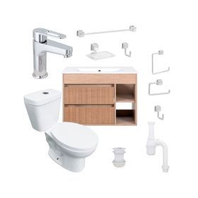 Mueble vanitorio Paris 60 cm lenga tex + cubierta + WC Theos + accesorios