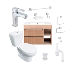 Mueble vanitorio Paris 60 cm lenga tex + cubierta + WC Theos + accesorios