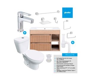 Mueble vanitorio Paris 60 cm lenga tex + cubierta + WC Theos + accesorios