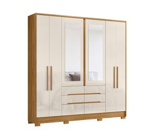 Clóset 6 puertas San Francisco café/off 222x216x48 cm