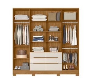 Clóset 6 puertas San Francisco café/off 222x216x48 cm