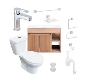 Mueble vanitorio Lille 60 cm lenga tex + cubierta + WC Theos + accesorios