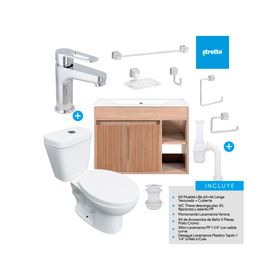 Mueble vanitorio Lille 60 cm lenga tex + cubierta + WC Theos + accesorios