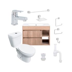 Mueble vanitorio Paris lenga + cubierta + WC Theos + accesorios