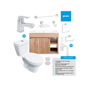 Mueble vanitorio Lille 60 cm lenga + cubierta + WC Theos + accesorios
