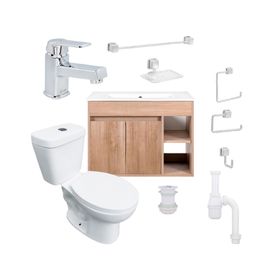 Mueble vanitorio Lille 60 cm lenga + cubierta + WC Theos + accesorios