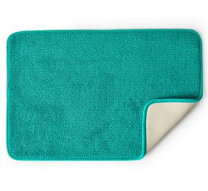 Piso de baño Chenille poliéster turquesa 40x60 cm