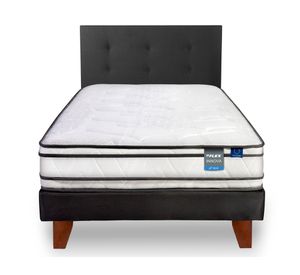 Cama europea Innova 1 plaza box + respaldo Royal negro
