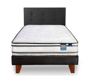 Cama europea Innova 1.5 plazas box + respaldo Royal negro