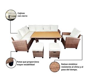 Juego comedor terraza Anastasia 10 personas