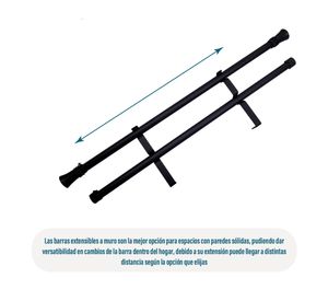 Set de barra cortina extendible muro cono fierro 5.5x170 cm negro