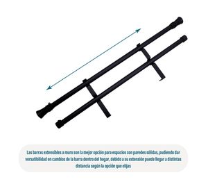 Set de barra cortina extendible muro cono fierro 5.5x210 cm negro