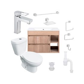 Mueble vanitorio Paris 70 cm lenga + cubierta + WC Theos + accesorios