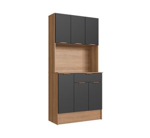 Kit mueble cocina 81 cm grafito/café 6 puertas