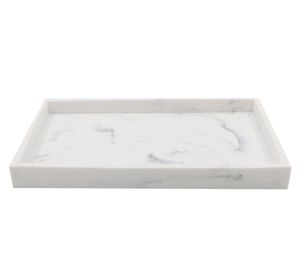 Bandeja organizadora blanco mármol 25.5x15.5x2.5 cm