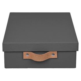 Caja plana rígida con asa gris 7.5x20x30 cm