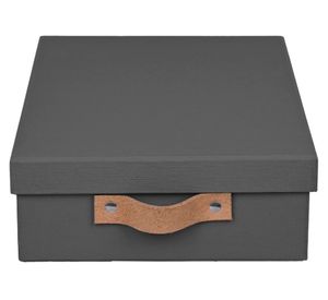 Caja plana rígida con asa gris 7.5x20x30 cm