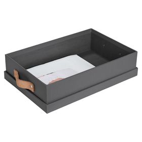 Caja plana rígida con asa gris 7.5x20x30 cm
