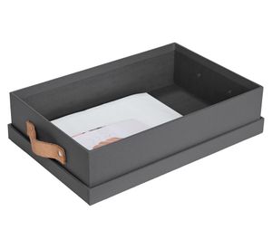 Caja plana rígida con asa gris 7.5x20x30 cm