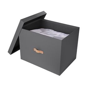 Caja rígida L con asa cuero 30x40x30 cm