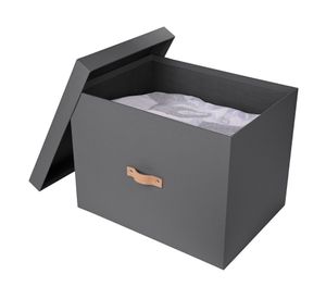 Caja rígida L con asa cuero 30x40x30 cm