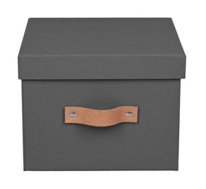 Caja rígida S con asa cuero 15x20x20 cm