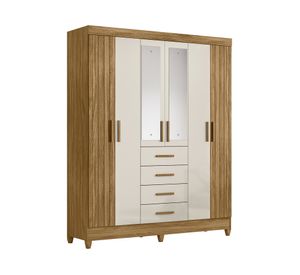 Clóset 6 puertas 4 cajones Palermo café/blanco 204x165x46 cm