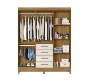 Clóset 6 puertas 4 cajones Palermo café/blanco 204x165x46 cm