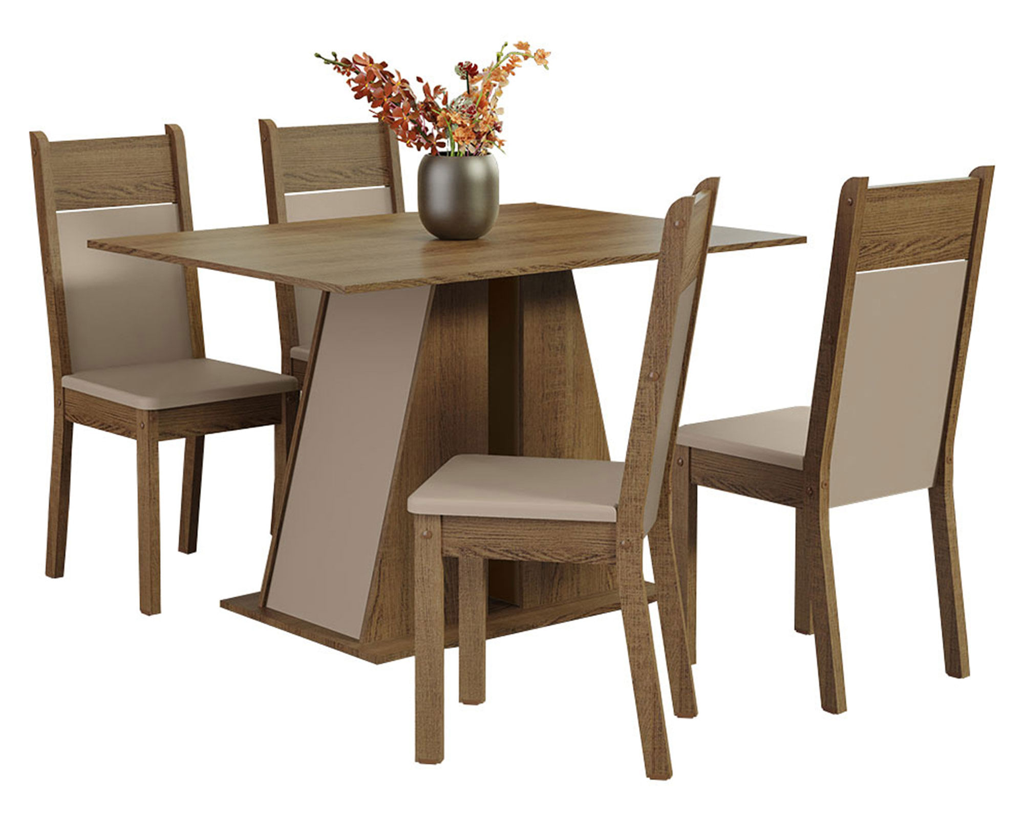 VekkaHome Comedor 4 sillas Angela Morello 78x90x120 cm