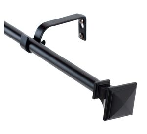 Set barra cortina simple extensible Prisma fierro 6x200 cm negro