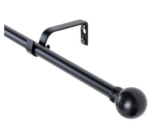 Set barra cortina extensible Esfera fierro 6x120 cm negro