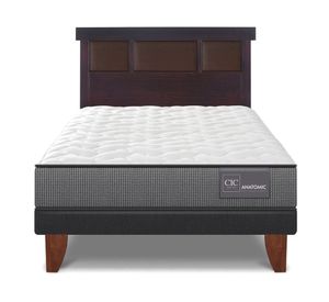 Cama europea 1.5 plazas Anatomic + respaldo Dublín chocolate