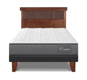 Cama europea 1.5 plazas Anatomic + respaldo Dublín caramelo