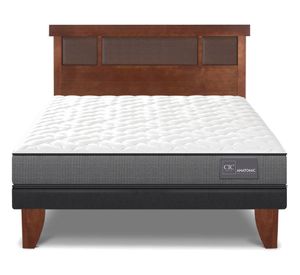 Cama europea 2 plazas Anatomic + respaldo Dublín caramelo