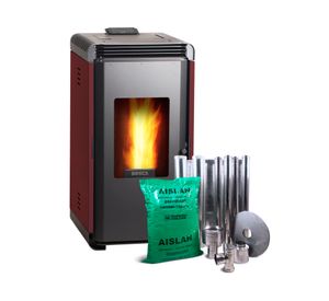 Estufa a pellet Hera+ burdeo 9 kW + kit de instalación