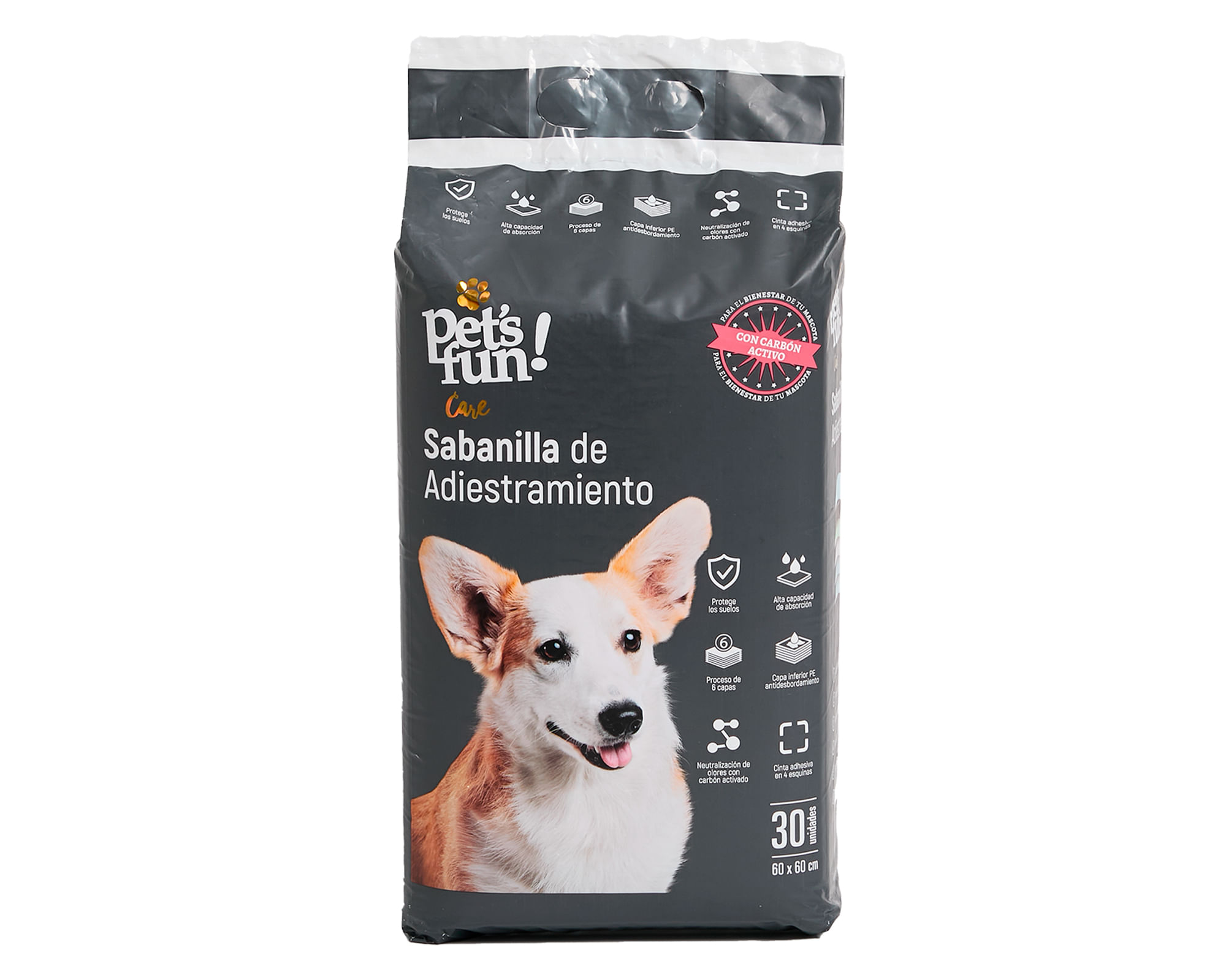 Carpeta adiestramiento Carbón activado 60x60 cm 30 unidades