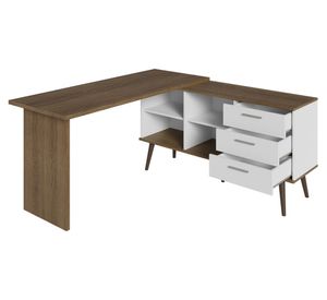 Escritorio esquinero Lisboa café claro 3 cajones
