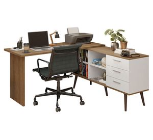 Escritorio esquinero Lisboa café claro 3 cajones