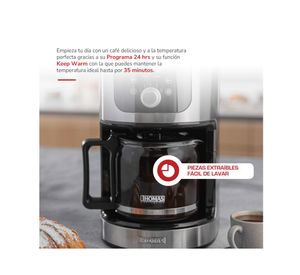 Cafetera filtro aromakaffee TH-145DMi gris/negro 2/10 tazas