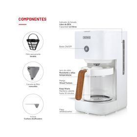 Cafetera de filtro TH-134B blanco 1.5 lt