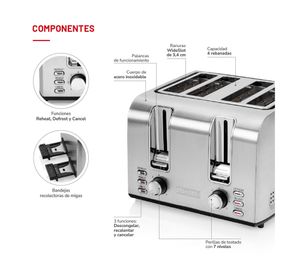 Tostador 4 rebanadasTH-133i gris 1500 W