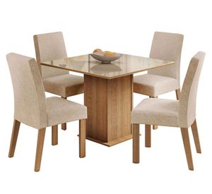 Comedor 4 sillas Linda Fiore 78x90x90 cm